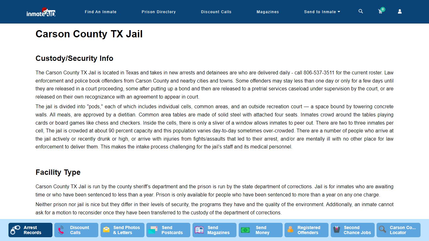 Carson County TX Jail - InmateAid